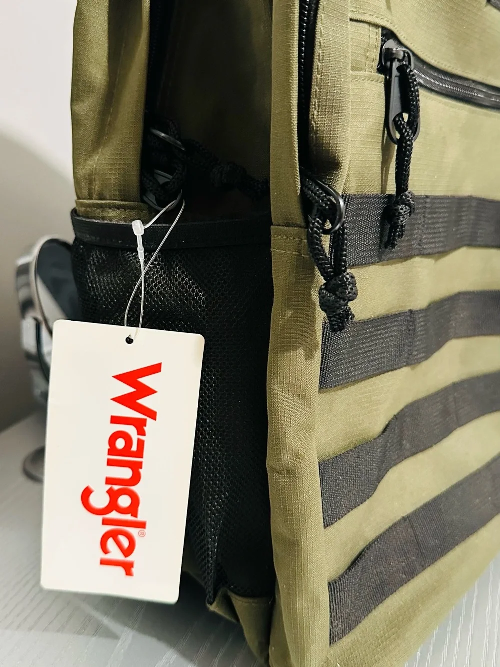 Wrangler Olive Green Backpack with Black Webbing